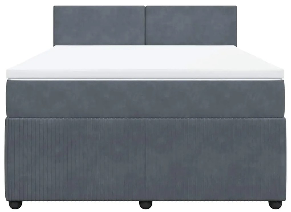 Cama com molas/colchão 140x200 cm veludo cinzento-escuro
