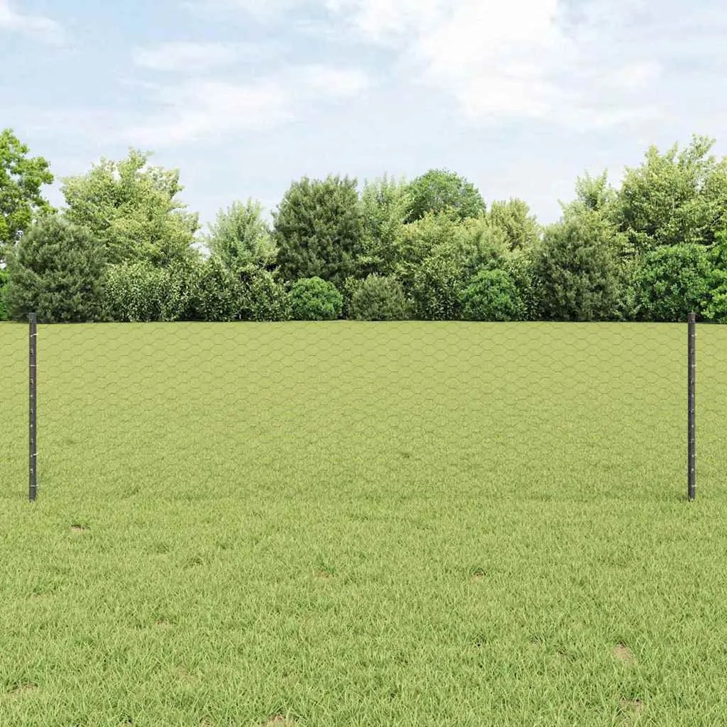 Postes de Cerca vidaXL 11 pcs U-Channel Cinza 60 cm Aço