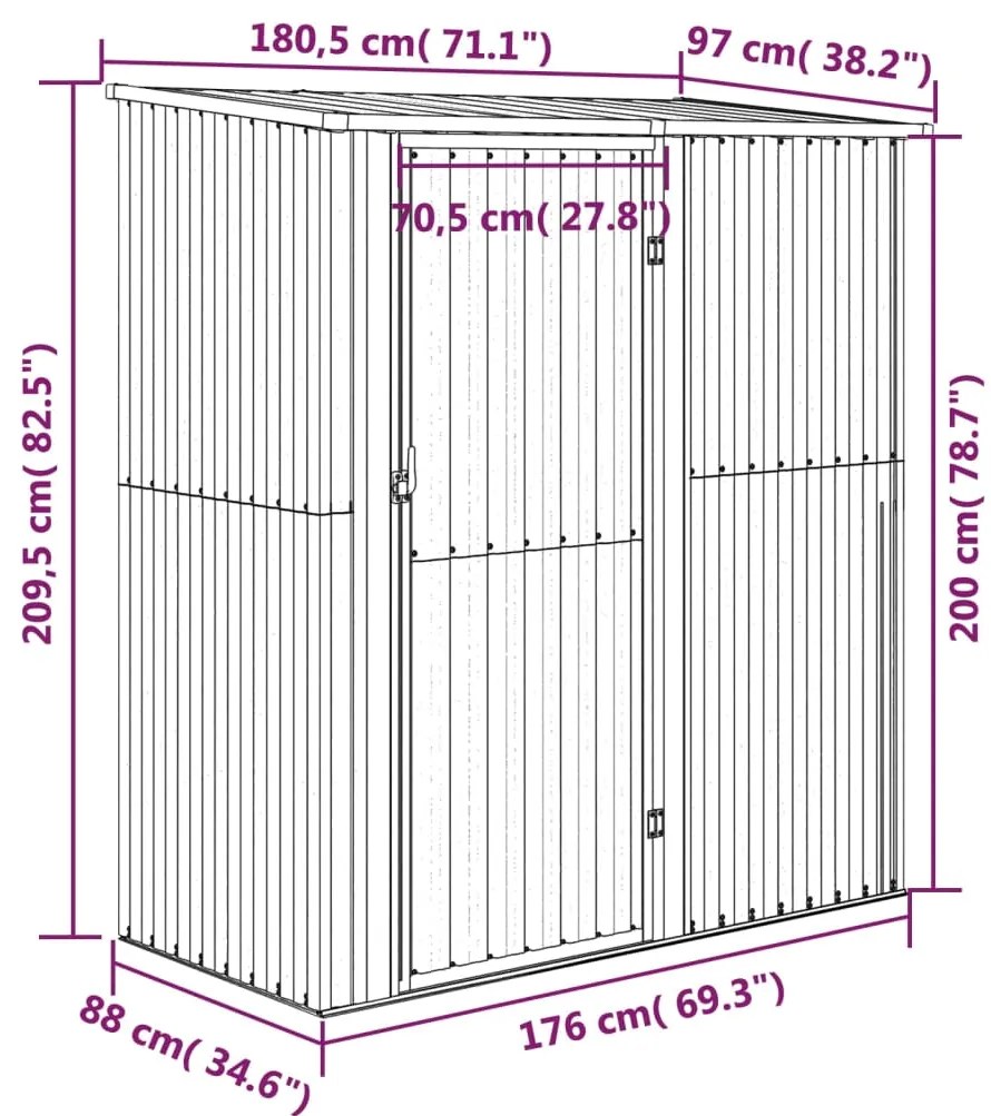 Abrigo de jardim 180,5x97x209,5 cm aço galvanizado verde