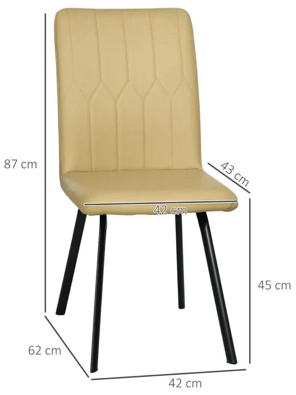 Conjunto de 2 Cadeiras Wemi em Couro Artificial - Cáqui - Design Moder