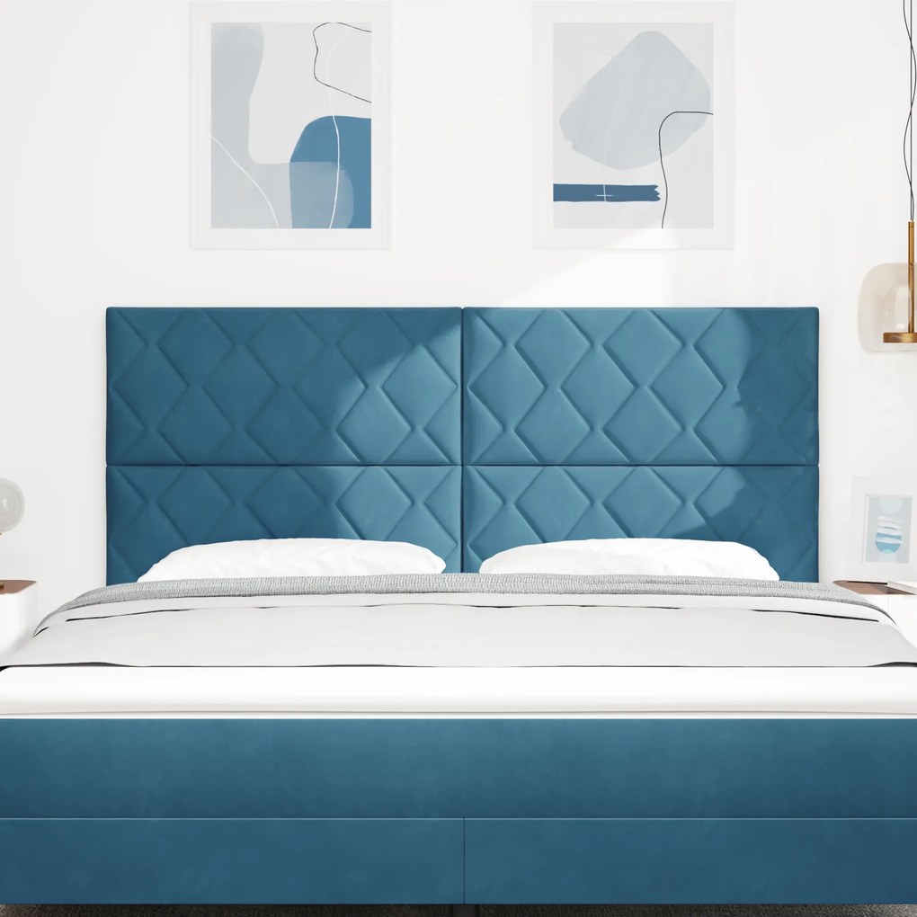 Cabeceira Design Blocos de Diamante Azul Escuro 180 cm Veludo