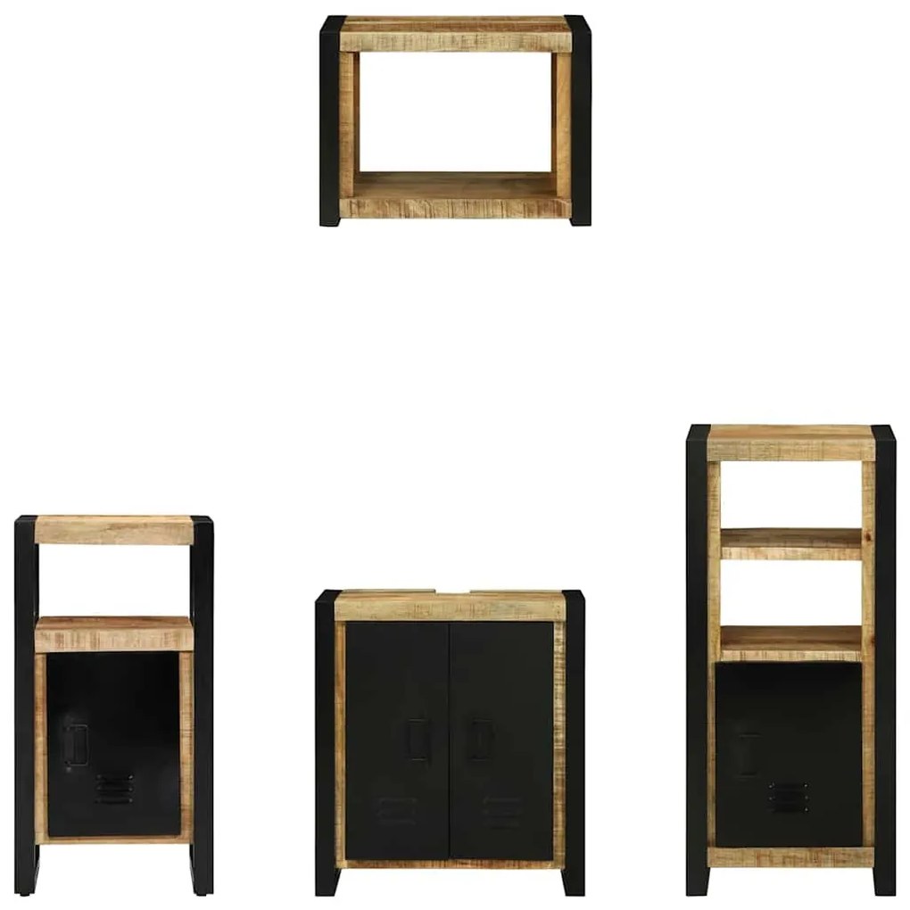 Conjunto de Móveis para Banheiro 4 pcs Madeira de manga maciça