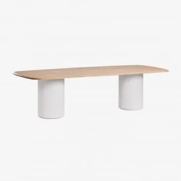 Rectangular Dining Table 270x110 Cm In Acacia Wood Leighton Marrom Acácia Claro & Branco - Sklum