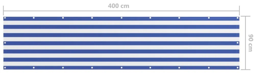 Tela de varanda 90x400 cm tecido Oxford branco e azul