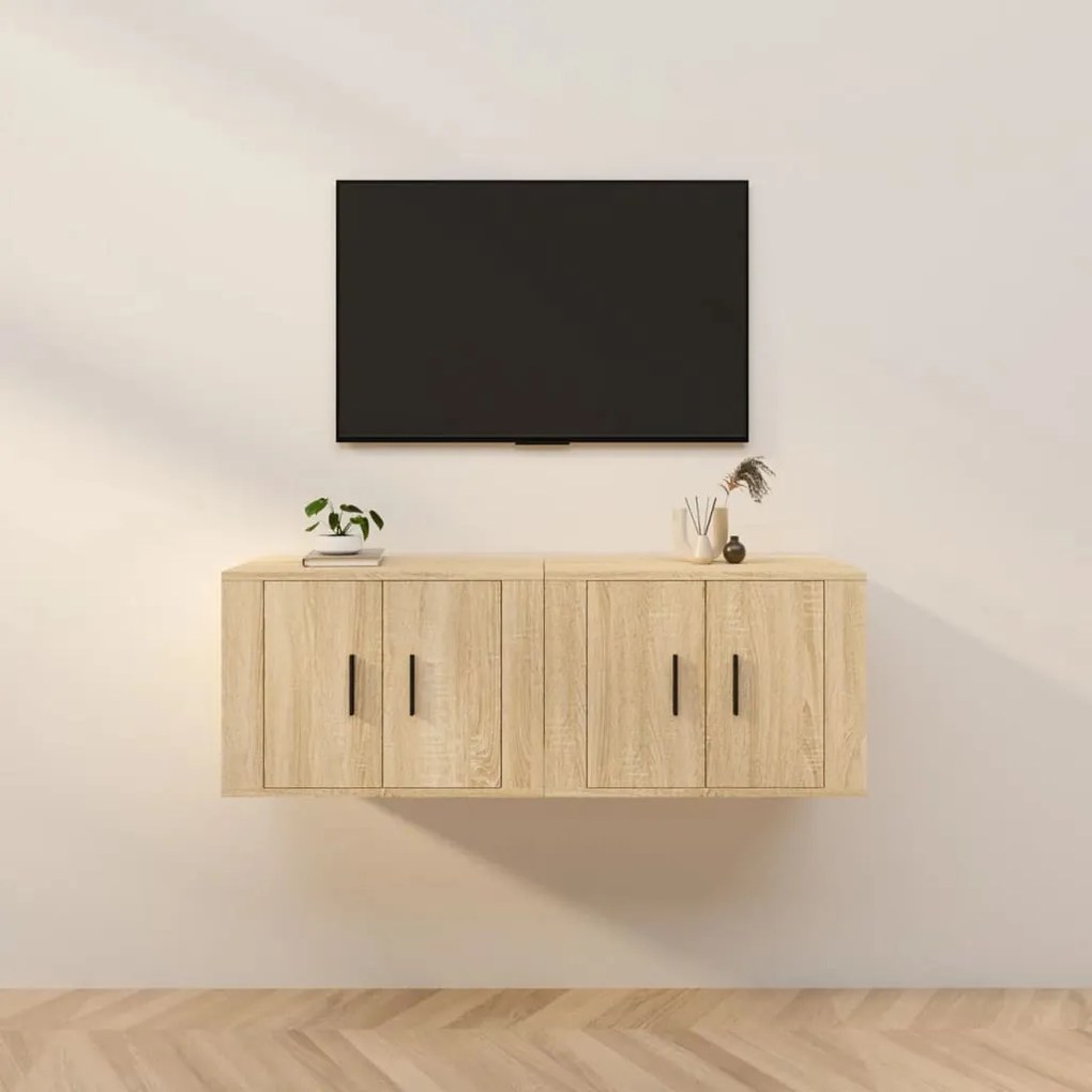 vidaXL Móveis de TV de parede 2 pcs 57x34,5x40 cm carvalho sonoma