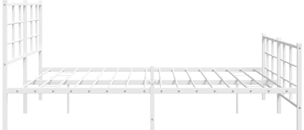 Estrutura de cama com cabeceira e pés 200x200 cm metal branco