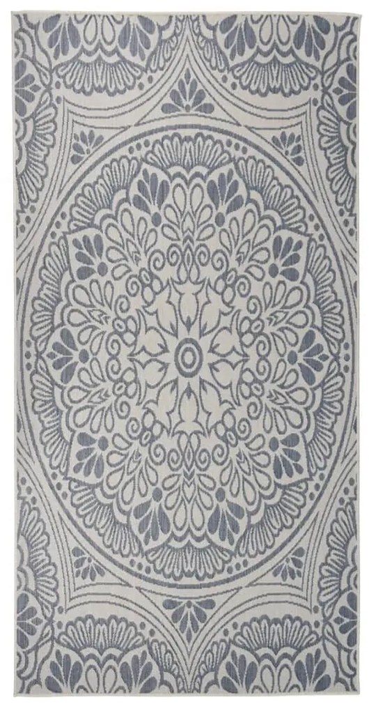 vidaXL Tapete de tecido plano para exterior 100x200 cm padrão azul