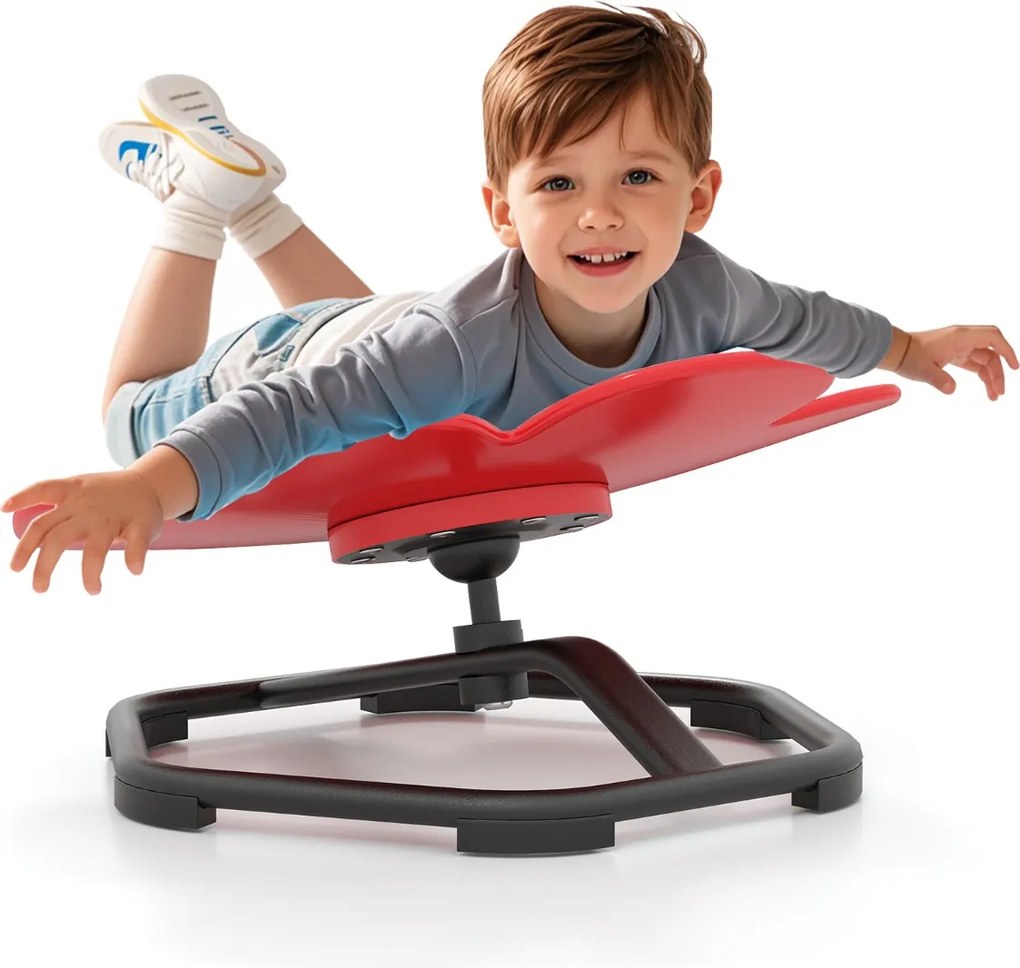Cadeira giratória sensorial para crianças para autismo com base metálica antiderrapante Rotação 360° 54 x 50 x 25 cm Vermelha