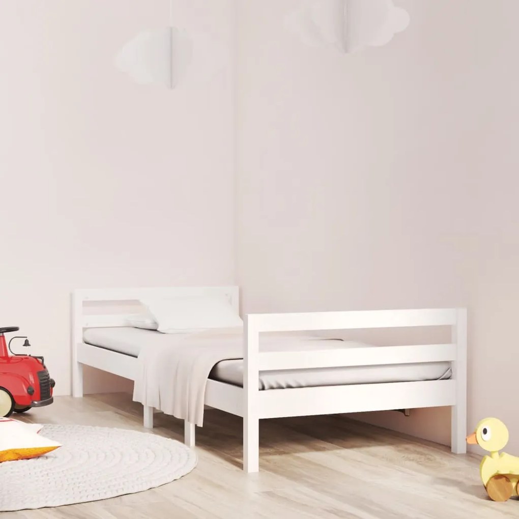 Cama sem colchão 75x190 cm madeira de pinho maciça branco