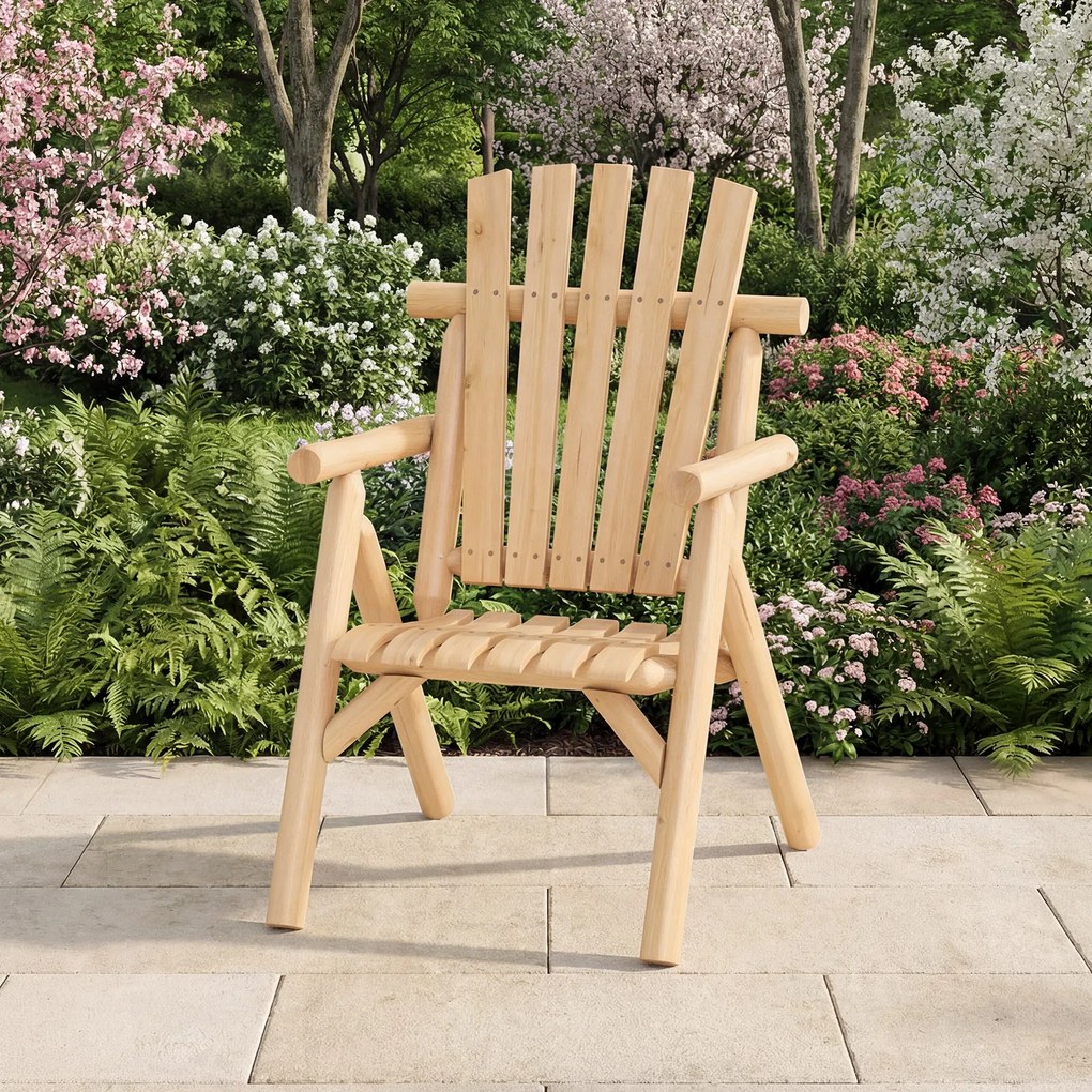 Cadeira de Jardim, 80 x 66 x 107 cm, Encosto Alto, Natural