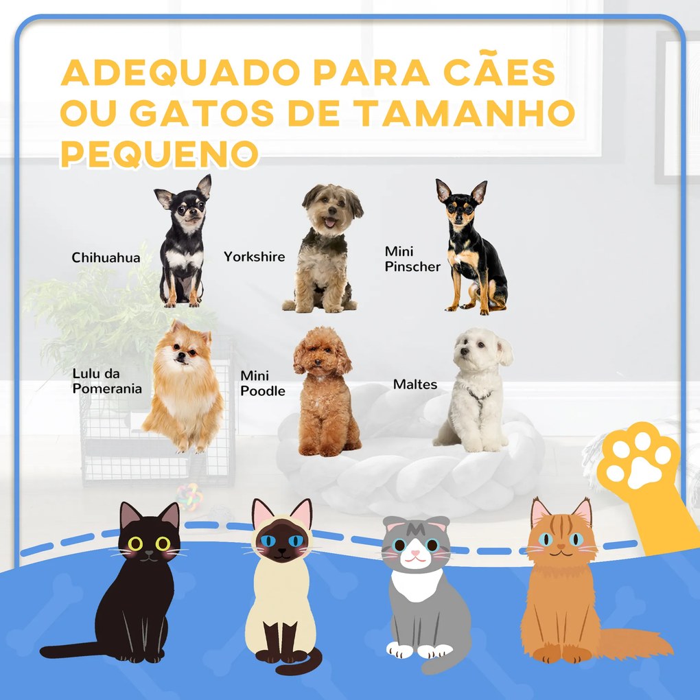 Cama para animais estimação Pequenos Lavável Cama para Animais de Estimação Redonda com Almofada Independente 55x55x14 cm Cinza