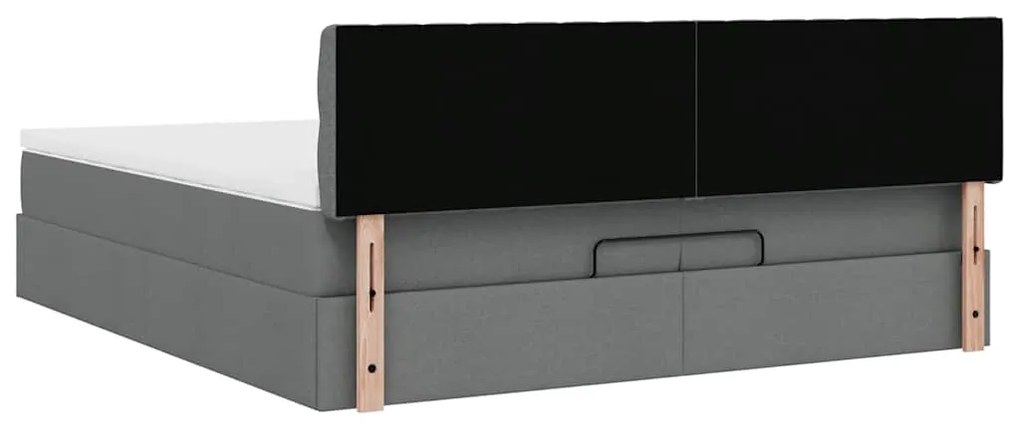 Estrutura de cama otomana com colchão 200x200cm cinzento-escuro
