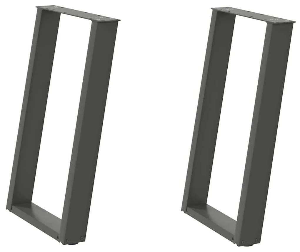 Pés para mesa de jantar em formato de U, 2 peças, antracite, 60x(72-73