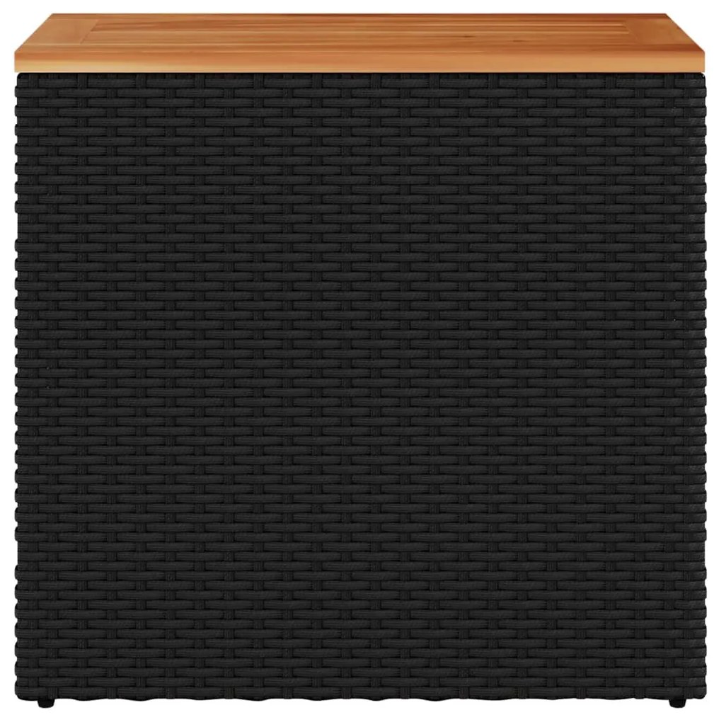 Mesa apoio jardim c/ tampo madeira 58x27,5x55 cm vime PE preto