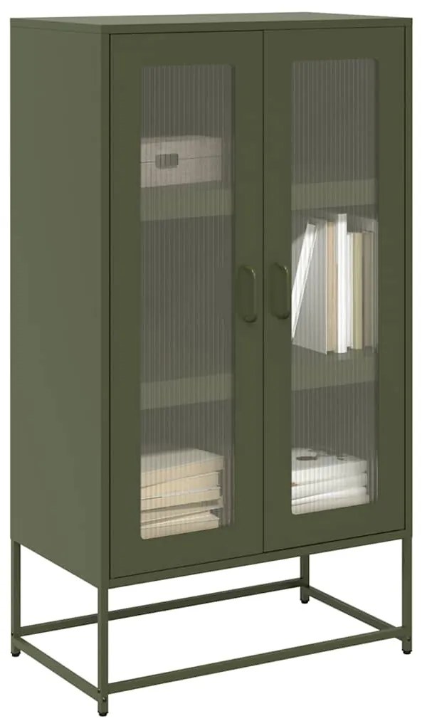 Aparador alto 68x39x123 cm aço verde azeitona