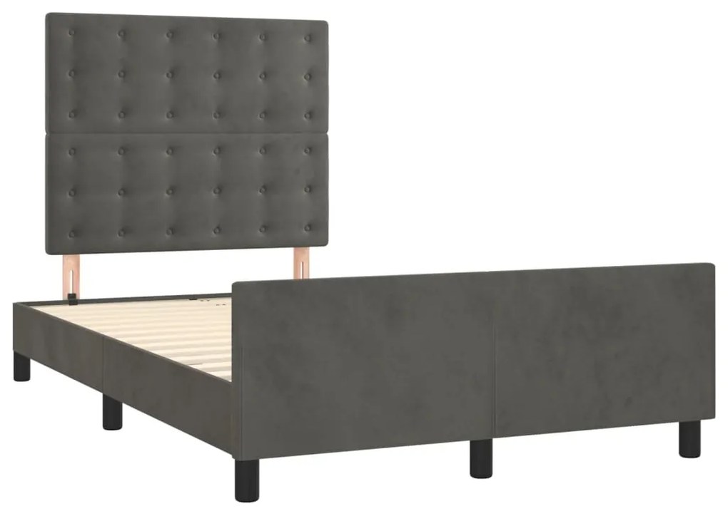 Estrutura de cama sem colchão 120x200 cm veludo cinzento-escuro