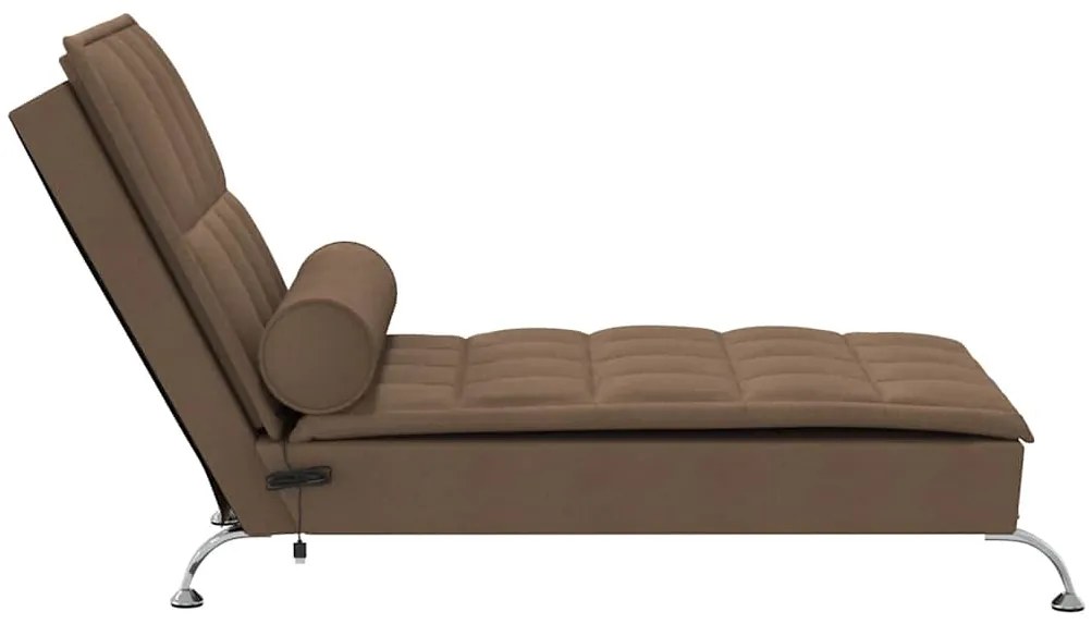 Chaise lounge de massagem com rolo tecido castanho
