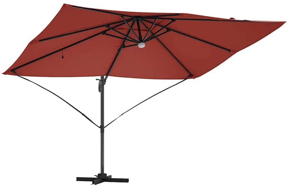 Guarda-Sol Cantilever Roma com LEDs, Cor Terracota, Medidas: 352x251x2