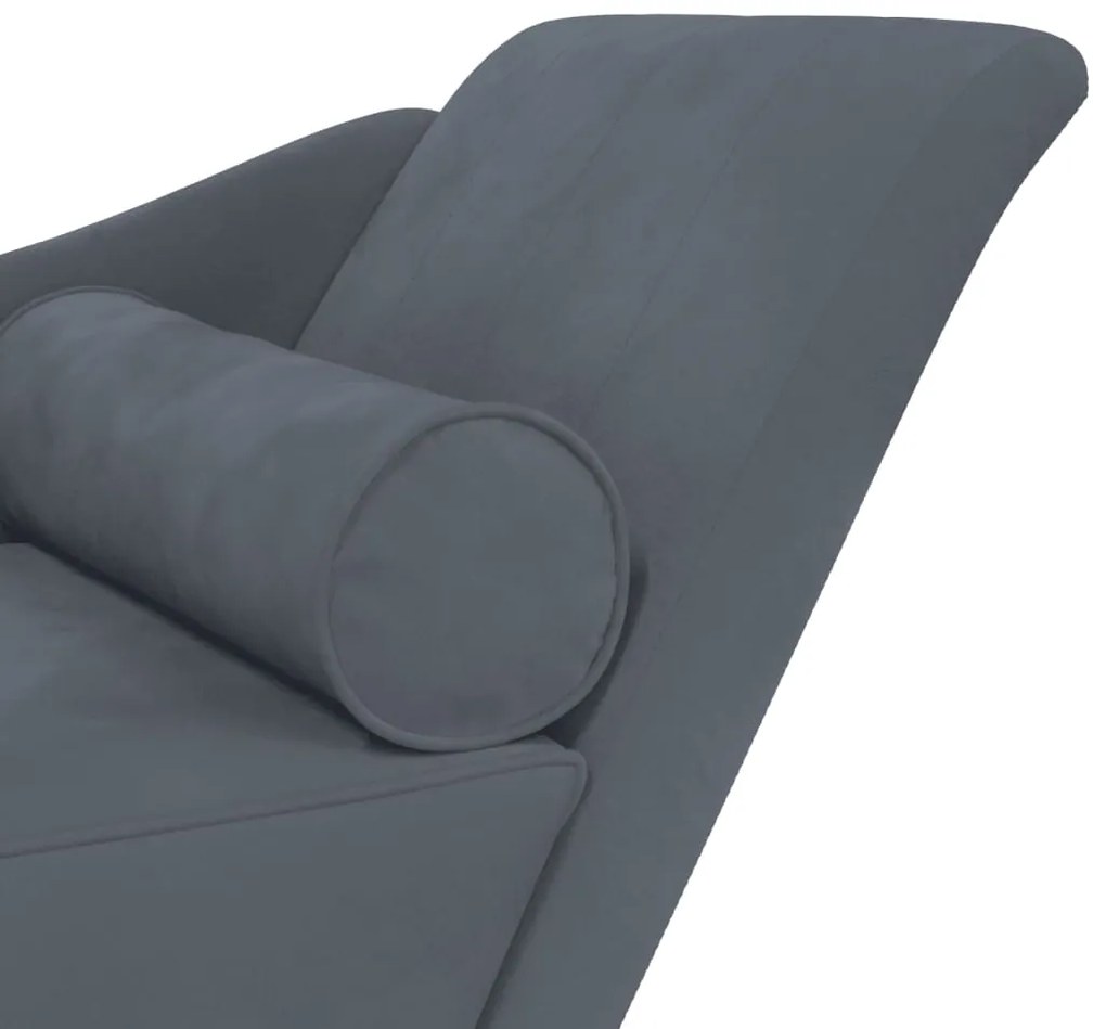 Chaise lounge com almofadões veludo cinzento-escuro