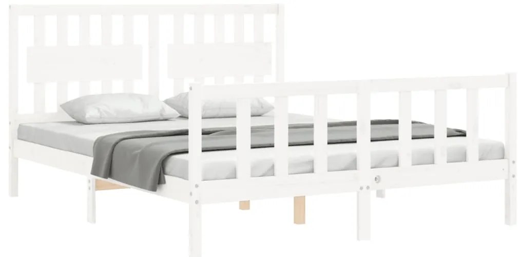 Cama sem colchão 160x200 cm madeira de pinho maciça branco