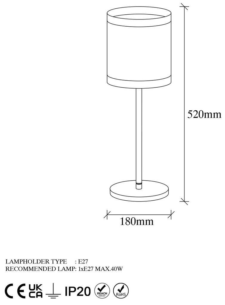 Candeeiro de Mesa Way – Vintage – 18 x 18 x 52 cm