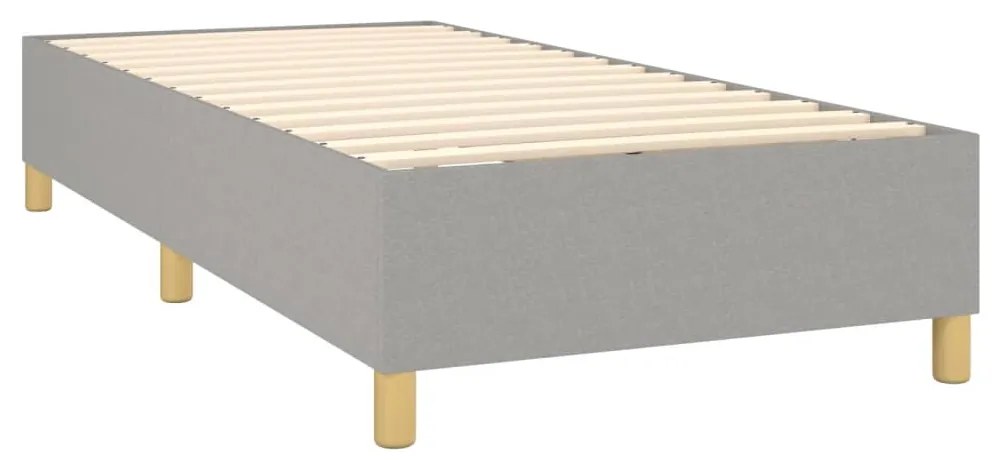 Cama box spring c/ colchão e LED 80x200 cm tecido cinza-claro