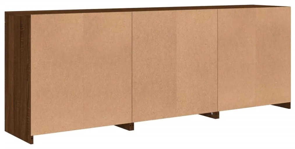 Aparador com luzes LED 181,5x37x67 cm carvalho castanho