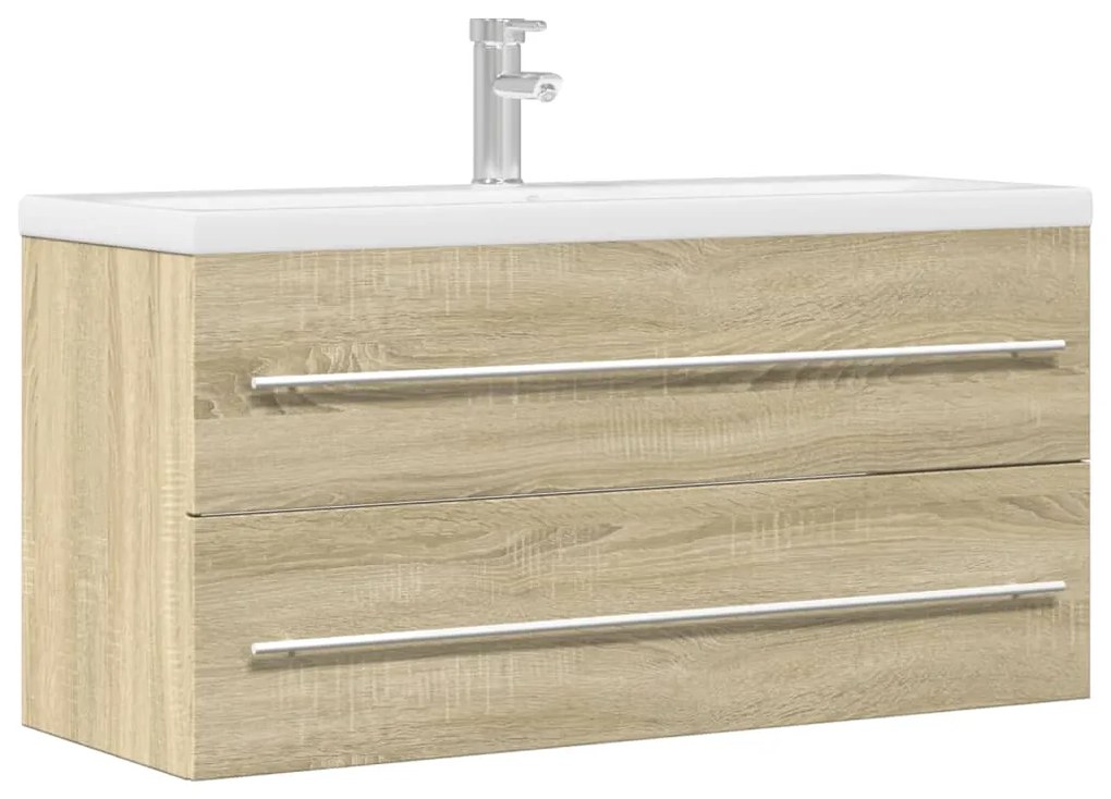 vidaXL Armário lavatório 100x38,5x48 cm contraplacado carvalho sonoma
