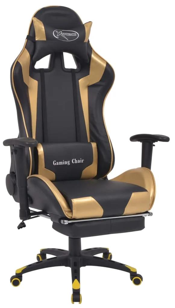 20179 vidaXL Cadeira escritório reclin. estilo corrida c/ apoio pés dourado