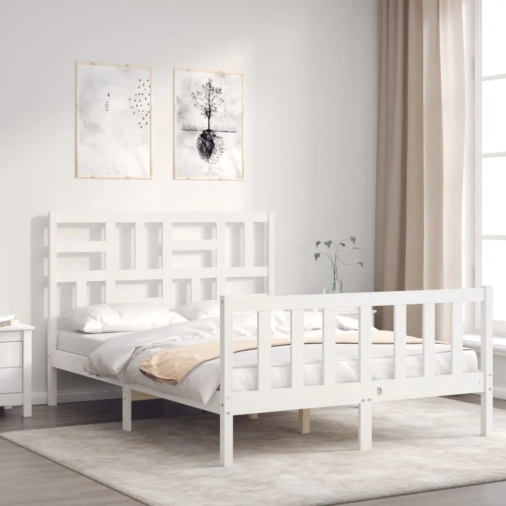Cama sem colchão 120x200 cm madeira de pinho maciça branco