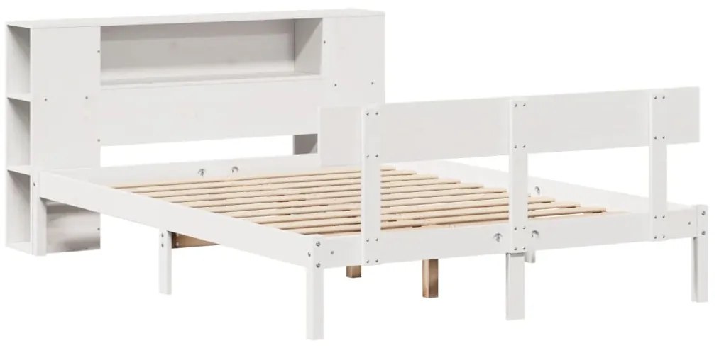 Cama com estante sem colchão 160x200 cm pinho maciço branco