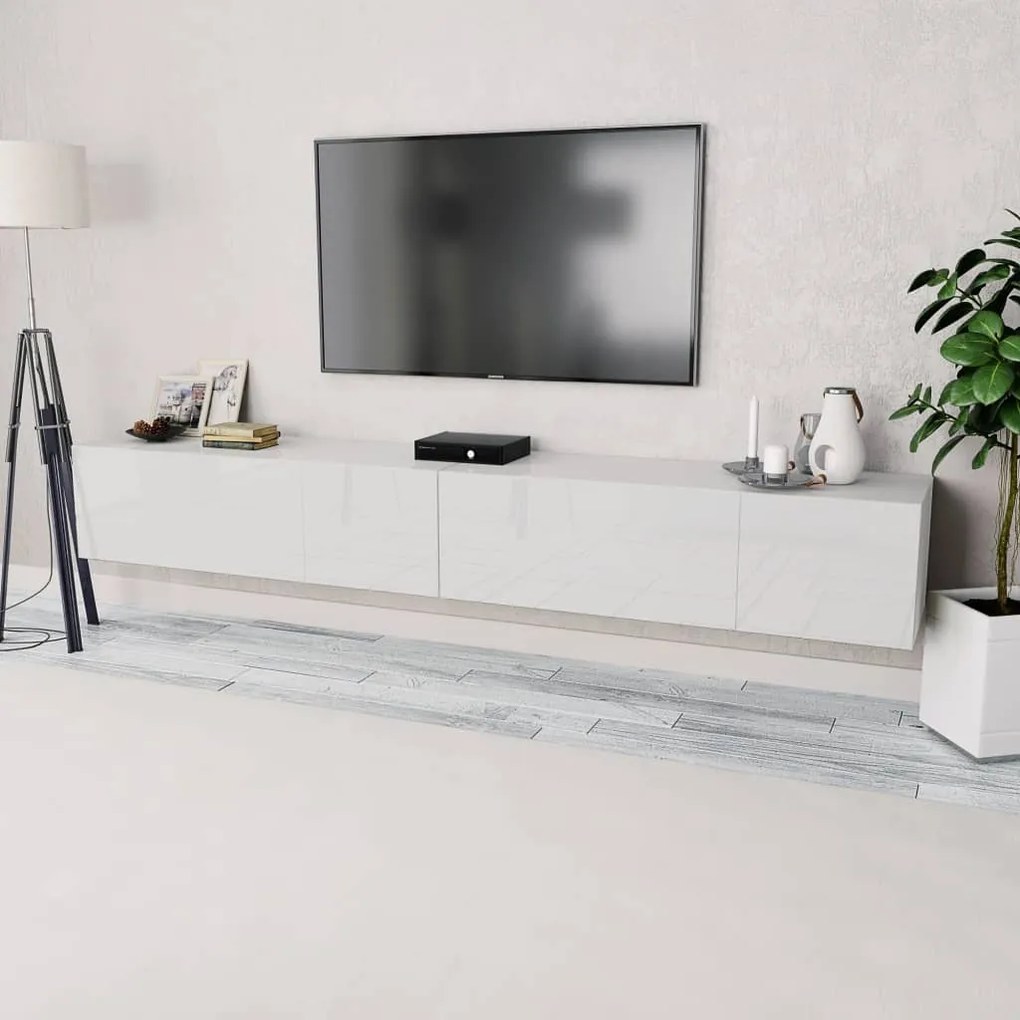 Móveis de TV em aglomerado 2 pcs 120x40x34 cm branco brilhante