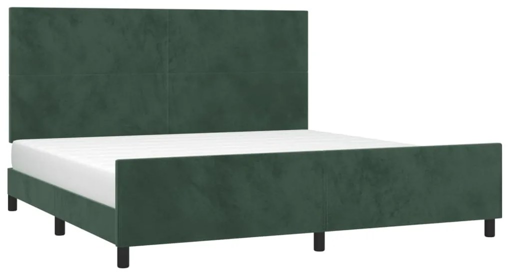 Estrutura de cama sem colchão 200x200 cm veludo verde-escuro