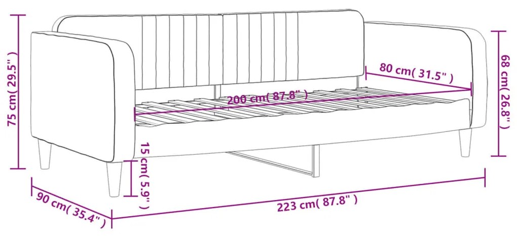 Sofá-cama 80x200 cm veludo preto