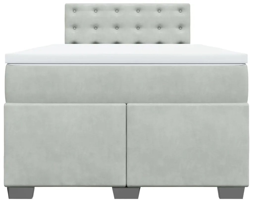 Cama boxspring com colchão 120x190 cm veludo cinzento-claro