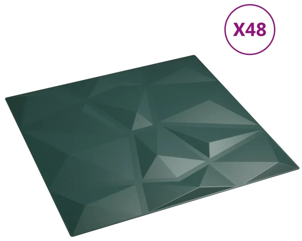 Painéis de parede 48 pcs 50x50 cm 12m² XPS diamante verde