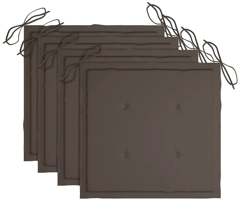 Cadeiras de jardim empiháveis c/ almofadões 4 pcs teca maciça