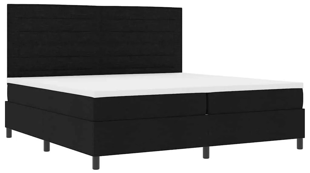 Cama Box com Colchão e LED Preta 200x200 cm em Tecido