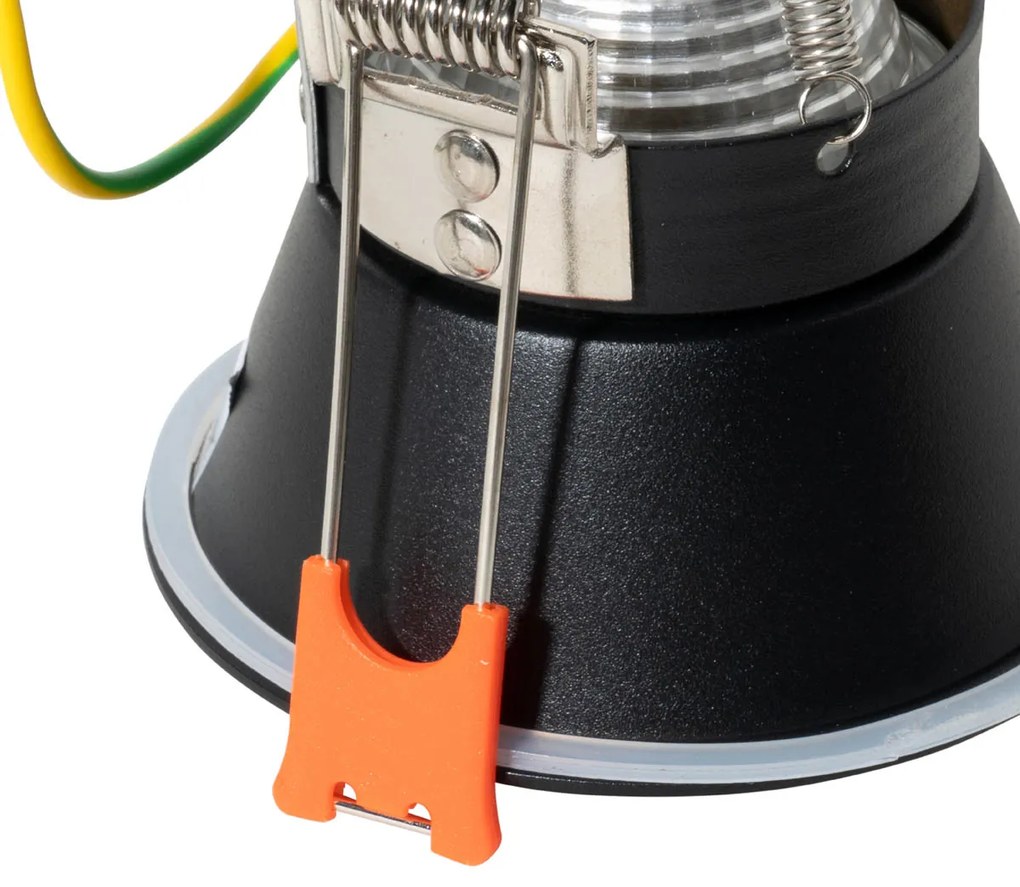 Conjunto de 6 Focos Embutidos Modernos Preto com Dourado GU10 50mm IP44 - Dept