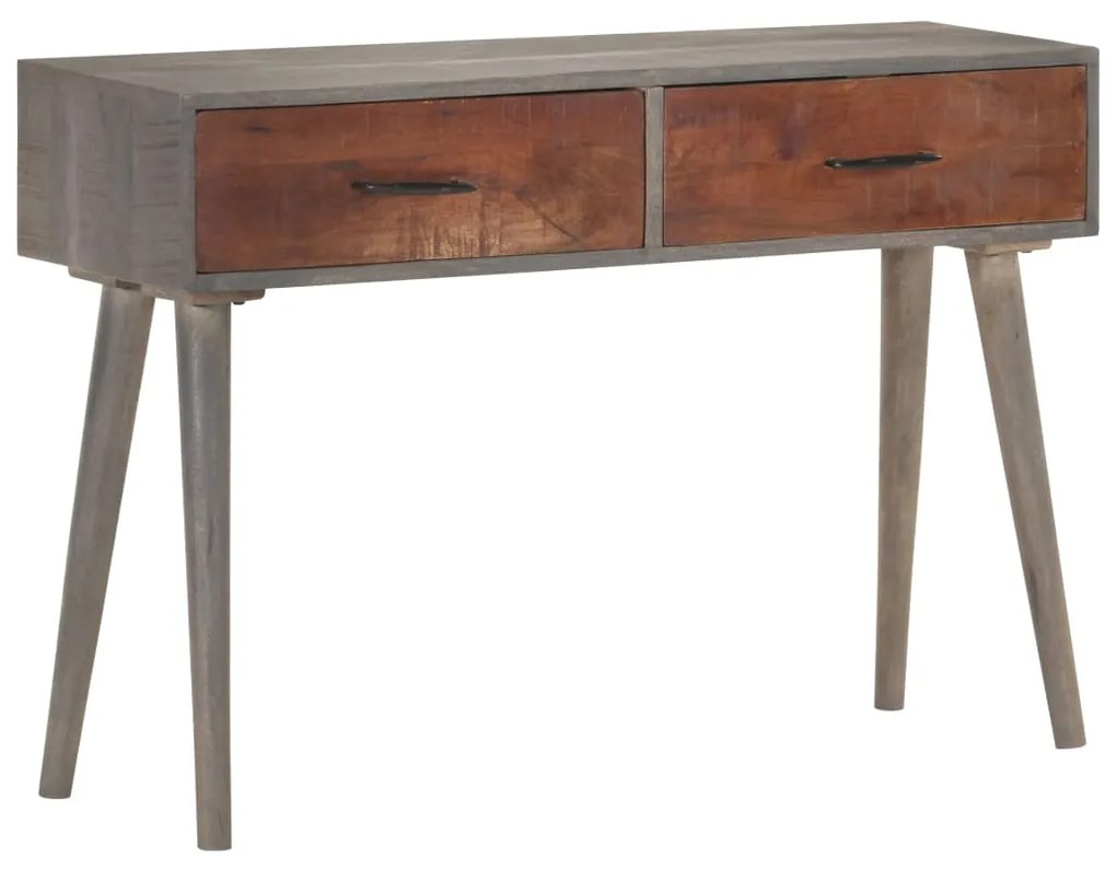 Mesa consola 110x35x75 cm mangueira maciça áspera cinzento