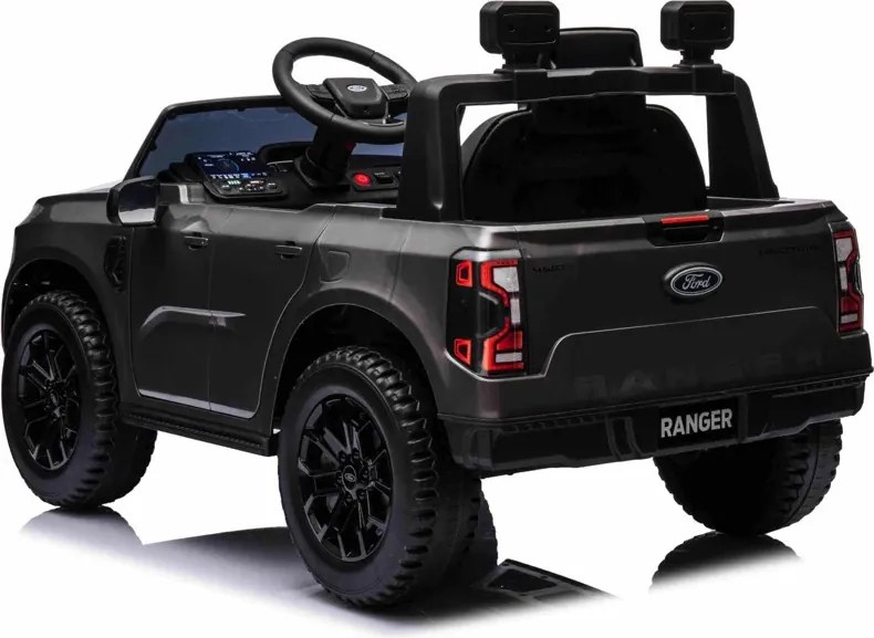 Jipe elétrico para crianças Ford Ranger,12V com pneus de borracha, banco em pele sintética Cinzento