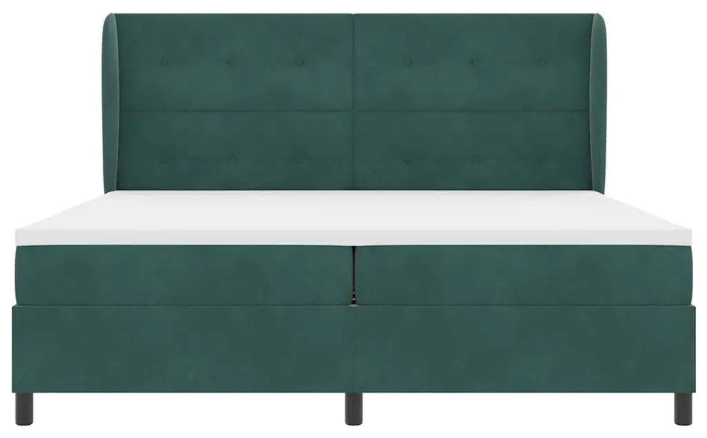 Cama Box com Colchão Verde Escuro 200x200 cm, em Veludo