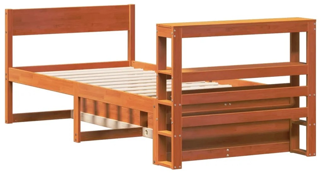 Cama sem colchão 100x200 cm pinho maciço castanho-mel