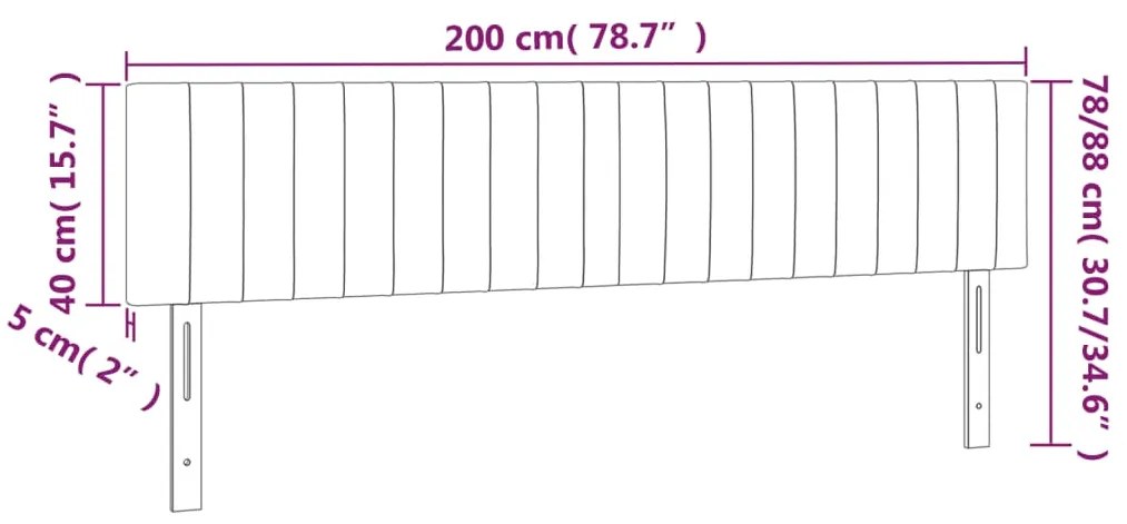 Cabeceira cama luzes LED tecido 200x5x78/88cm cinza-acastanhado