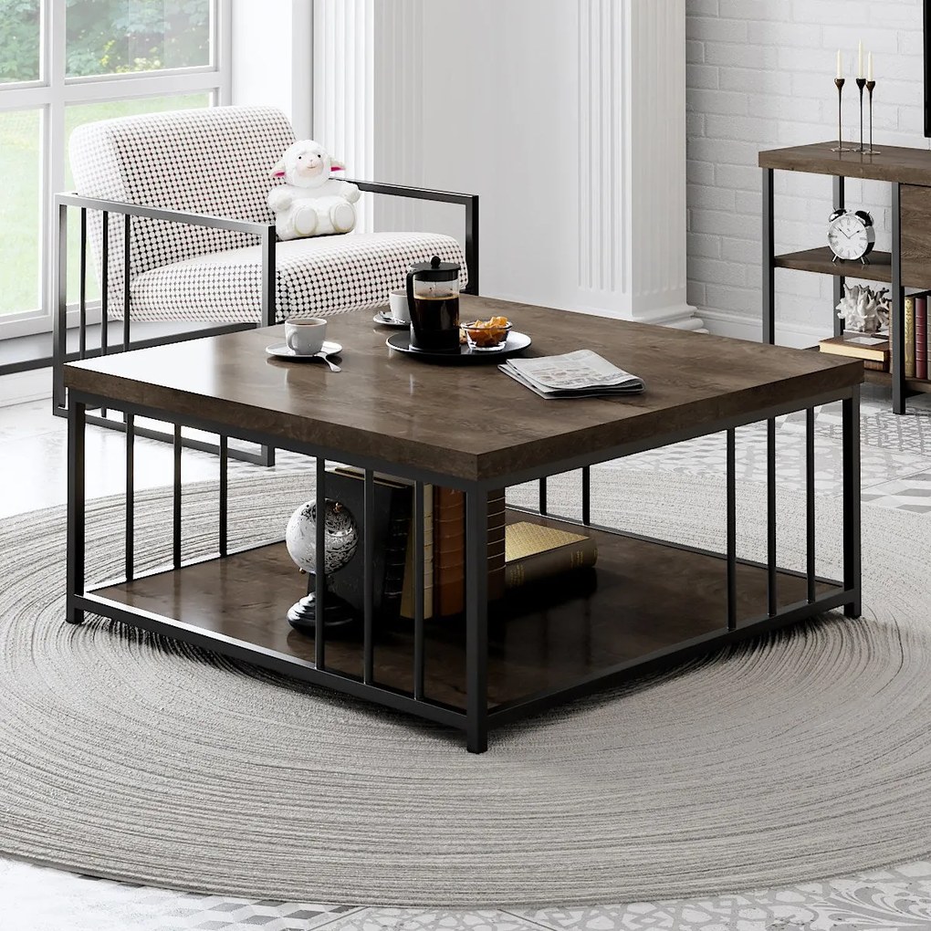 Mesa de Centro Zenn – Nogueira Preta – 90x90x40 cm