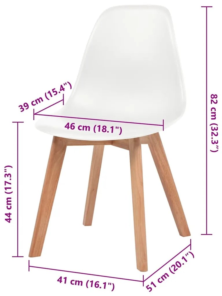 Cadeiras de jantar 2 pcs plástico branco