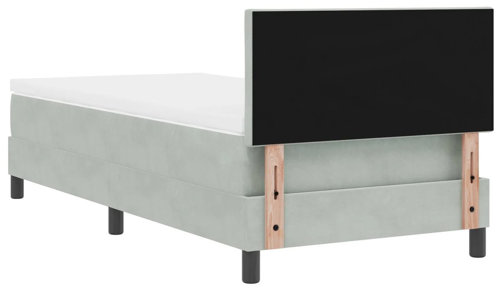Cama com Box Spring e Colchão vidaXL Cinza Claro 90x200 cm Veludo