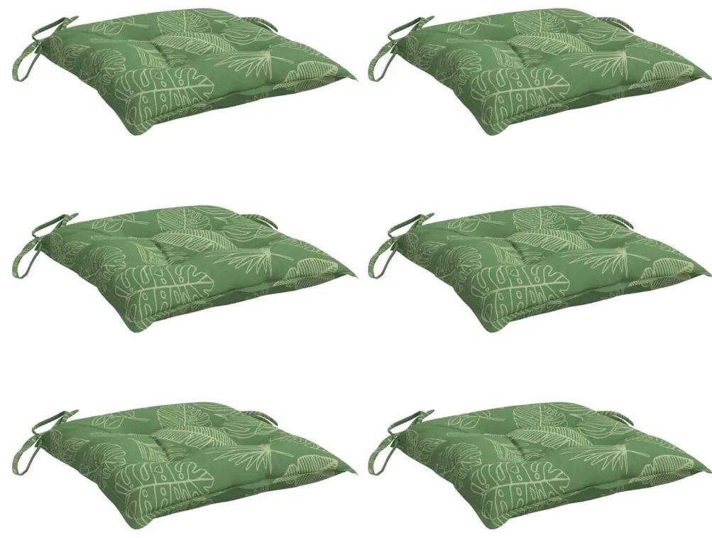 Almofadões para cadeira 6 pcs 40x40x7 cm tecido padrão folhas
