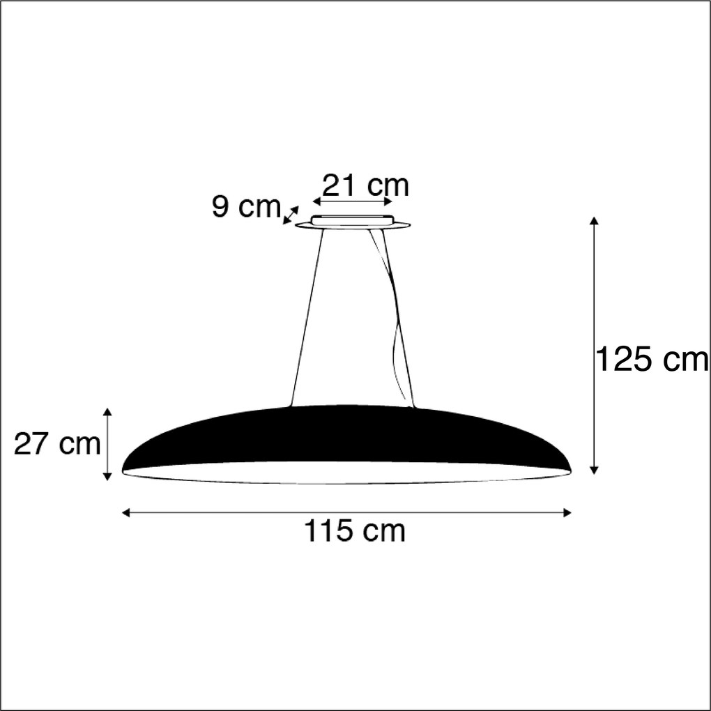 Candeeiro de suspensão industrial preto com 115 cm ouro - Magna Moderno