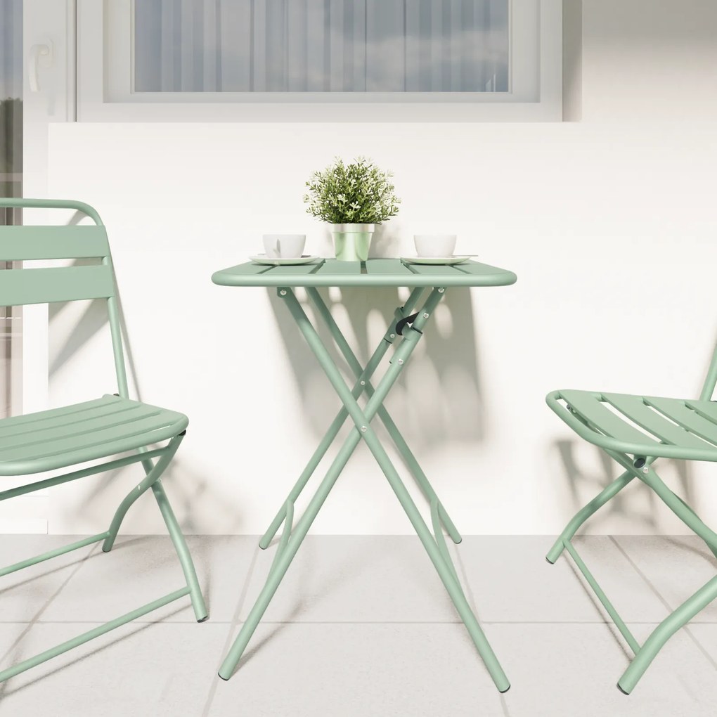 Mesa de Jardim Dobrável vidaXL Verde Claro 55x55x73 cm Aço